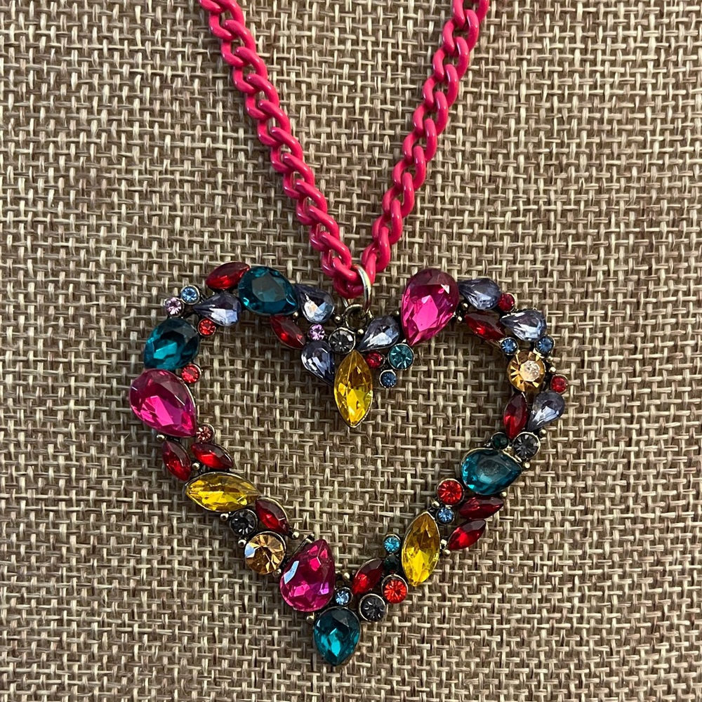 Vibrant Multicolor Heart Necklace - Picture 3 of 3
